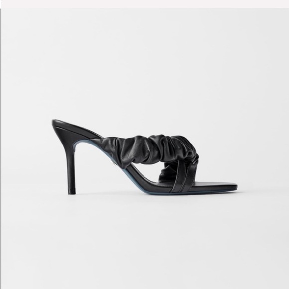 ZARA BNWT Leather Ruched Ruffle High Heel Sandals - Picture 3 of 5